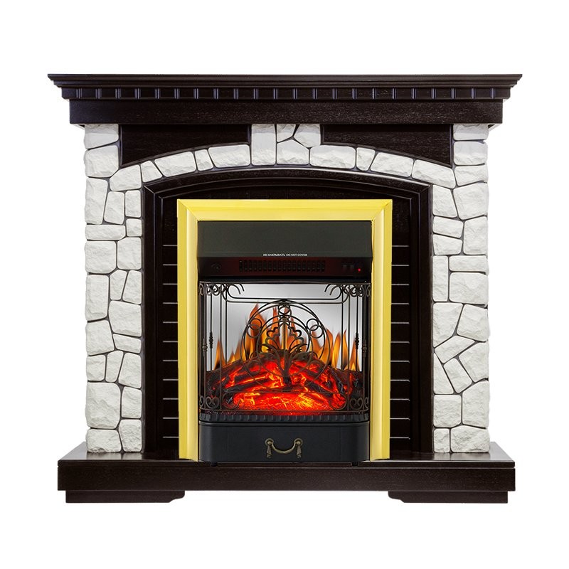 Каминокомплект Royal Flame Glasgow - Венге / Белый с очагом Majestic FX M Brass