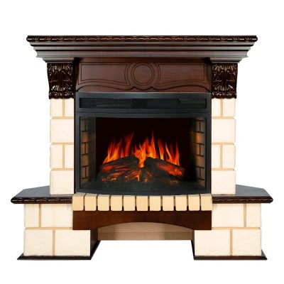 Каминокомплект Royal Flame Pierre Luxe угловой - Шампань / Темный дуб с очагом Dioramic 25 LED FX