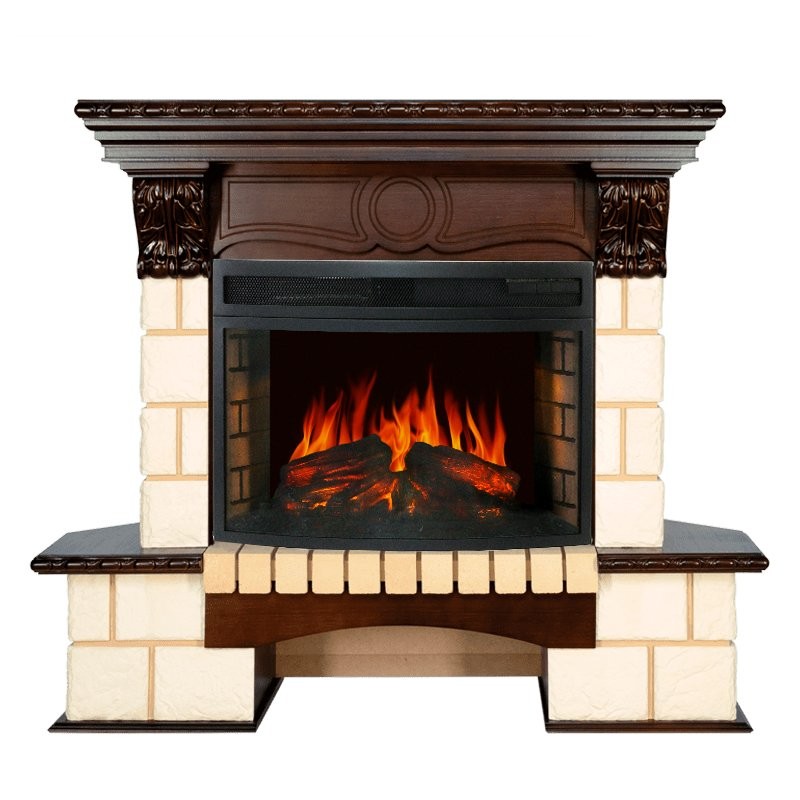 Каминокомплект Royal Flame Pierre Luxe угловой - Шампань / Темный дуб с очагом Dioramic 25 LED FX