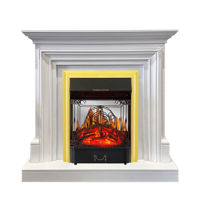 Каминокомплект Royal Flame Bradford - Белый с очагом Majestic FX M Brass