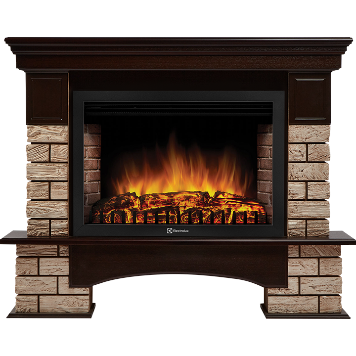 Портал Firelight Forte Wood 30 U камень коричневый, шпон темный дуб