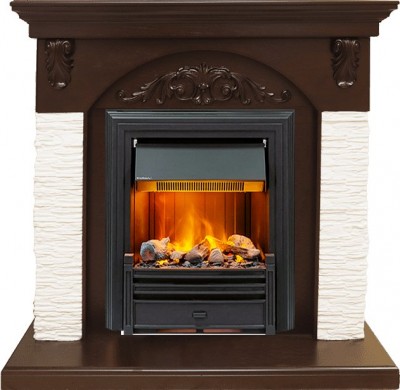 Каминокомплект Dimplex Bern Сланец мелкий белый / Темный дуб с очагом Brookline Black