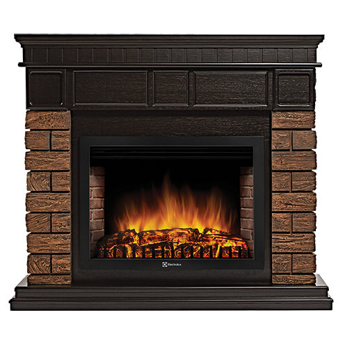 Портал Firelight Bricks WOOD 30 камень темный, шпон венге