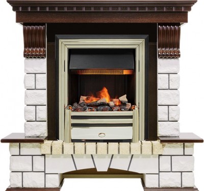 Каминокомплект Dimplex Pierre Luxe - Темный дуб / Белый с очагом Cavendish