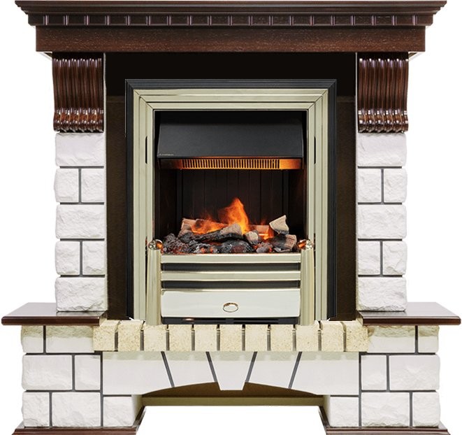 Каминокомплект Dimplex Pierre Luxe - Темный дуб / Белый с очагом Cavendish