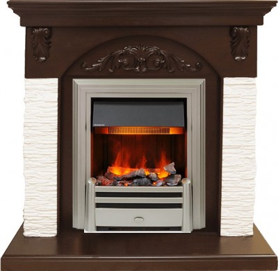 Каминокомплект Dimplex Bern Сланец мелкий белый / Темный дуб с очагом Chesford