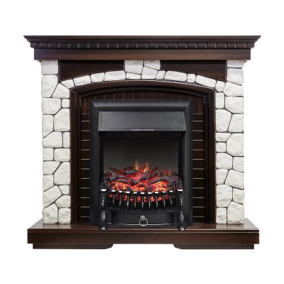 Каминокомплект Royal Flame Glasgow - Темный дуб / Белый с очагом Fobos FX Black