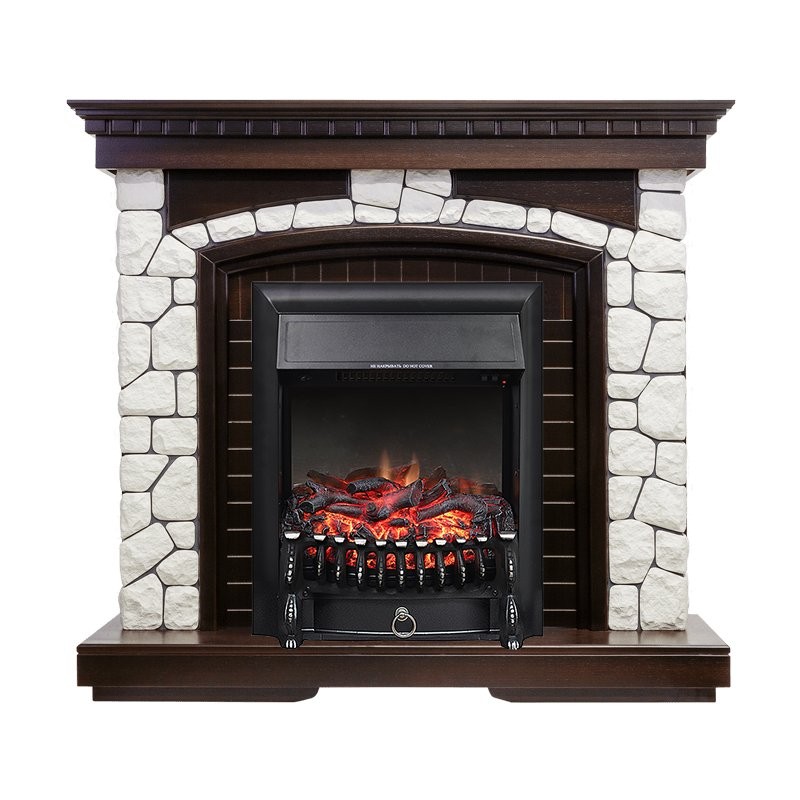 Каминокомплект Royal Flame Glasgow - Темный дуб / Белый с очагом Fobos FX Black