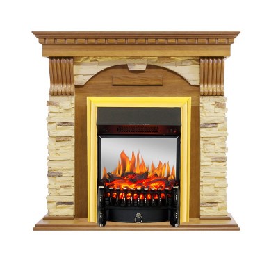 Каминокомплект Royal Flame Dublin -  Дуб / Сланец с очагом Fobos FX M Brass