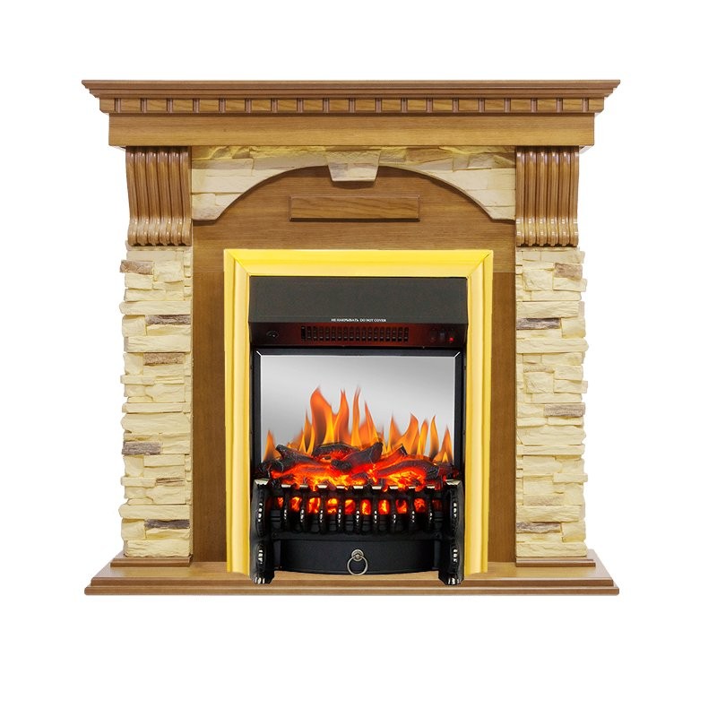 Каминокомплект Royal Flame Dublin -  Дуб / Сланец с очагом Fobos FX M Brass
