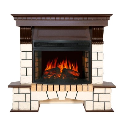 Каминокомплект Royal Flame Pierre Luxe угловой - Белый / Темный дуб с очагом Dioramic 25 LED FX