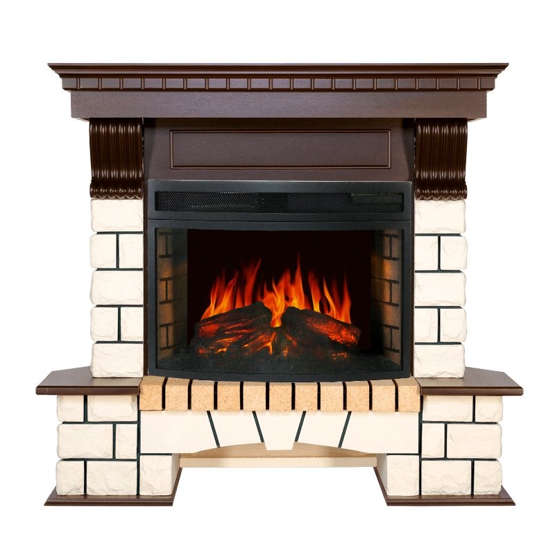 Каминокомплект Royal Flame Pierre Luxe угловой - Белый / Темный дуб с очагом Dioramic 25 LED FX