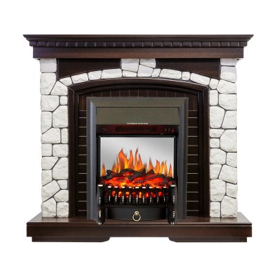Каминокомплект Royal Flame Glasgow - Темный дуб / Белый с очагом Fobos FX M Black