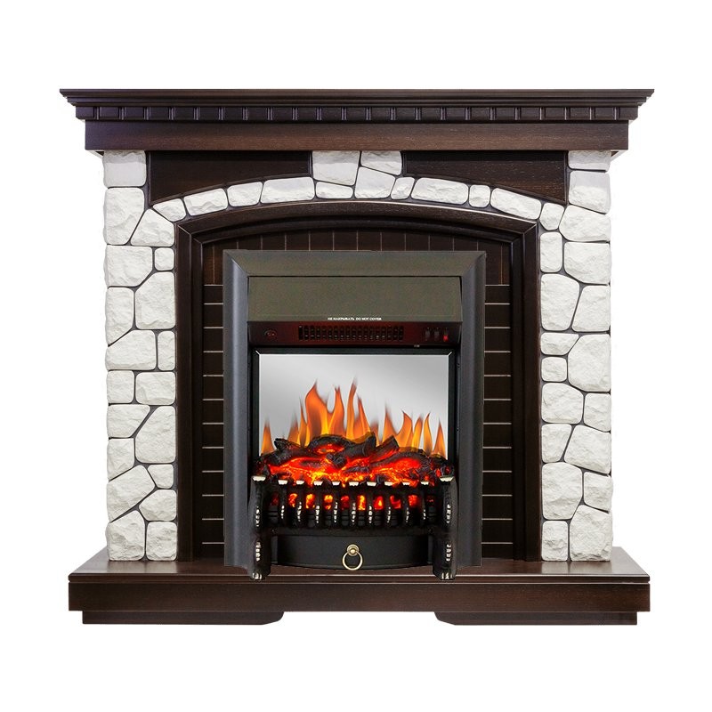 Каминокомплект Royal Flame Glasgow - Темный дуб / Белый с очагом Fobos FX M Black
