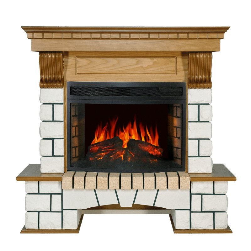 Каминокомплект Royal Flame Pierre Luxe - Белый / Дуб с очагом Dioramic 25 LED FX