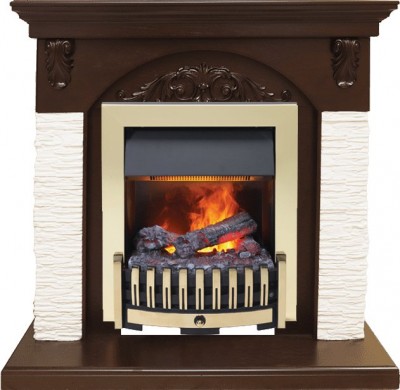 Каминокомплект Dimplex Bern Сланец мелкий белый / Темный дуб с очагом Danville Brass FB2