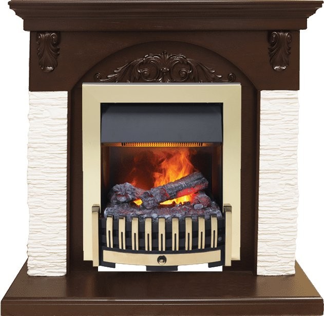 Каминокомплект Dimplex Bern Сланец мелкий белый / Темный дуб с очагом Danville Brass FB2