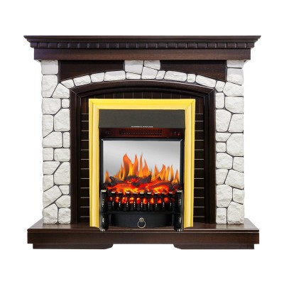 Каминокомплект Royal Flame Glasgow - Темный дуб / Белый с очагом Fobos FX M Brass