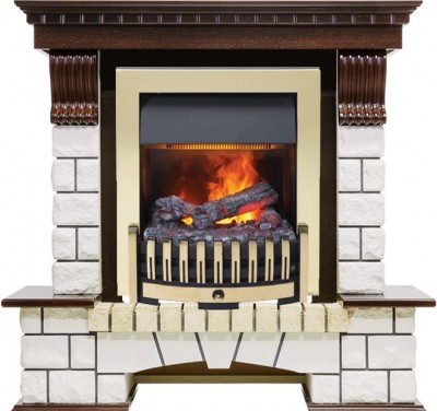 Каминокомплект Dimplex Pierre Luxe - Темный дуб / Белый с очагом Danville Brass FB2