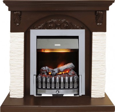 Каминокомплект Dimplex Bern Сланец мелкий белый / Темный дуб с очагом Danville Chrome FB2