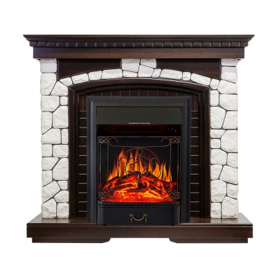 Каминокомплект Royal Flame Glasgow - Темный дуб / Белый с очагом Majestic FX Black