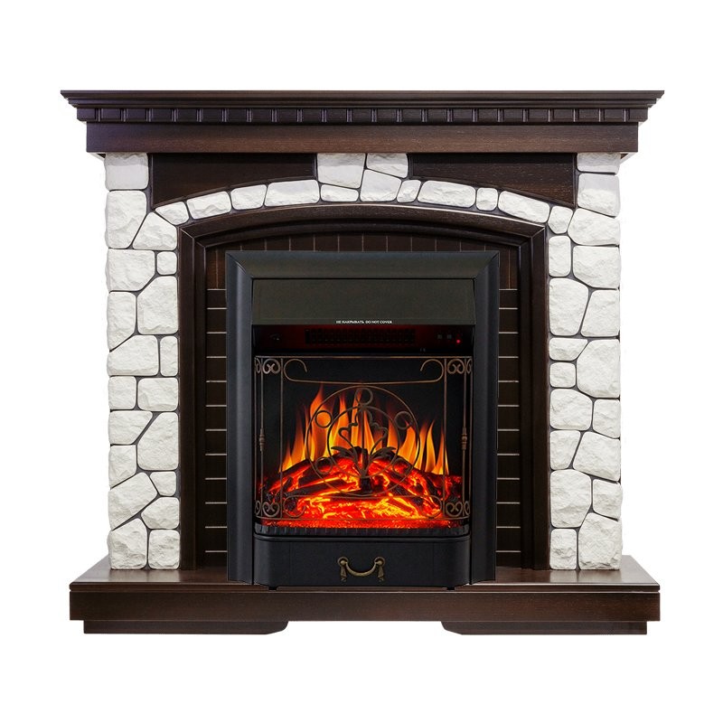 Каминокомплект Royal Flame Glasgow - Темный дуб / Белый с очагом Majestic FX Black