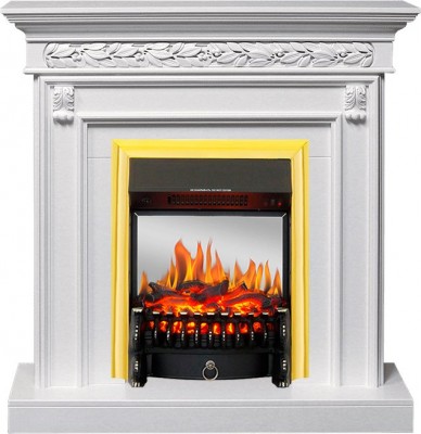 Каминокомплект Royal Flame Valletta - Белый (Ширина 1040 мм) с очагом Fobos FX M Brass