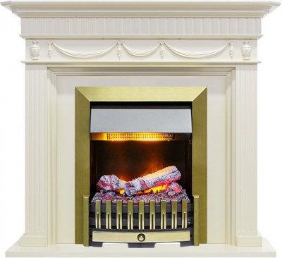 Каминокомплект Dimplex Corfu - Слоновая кость с очагом Danville Antique Brass FB2