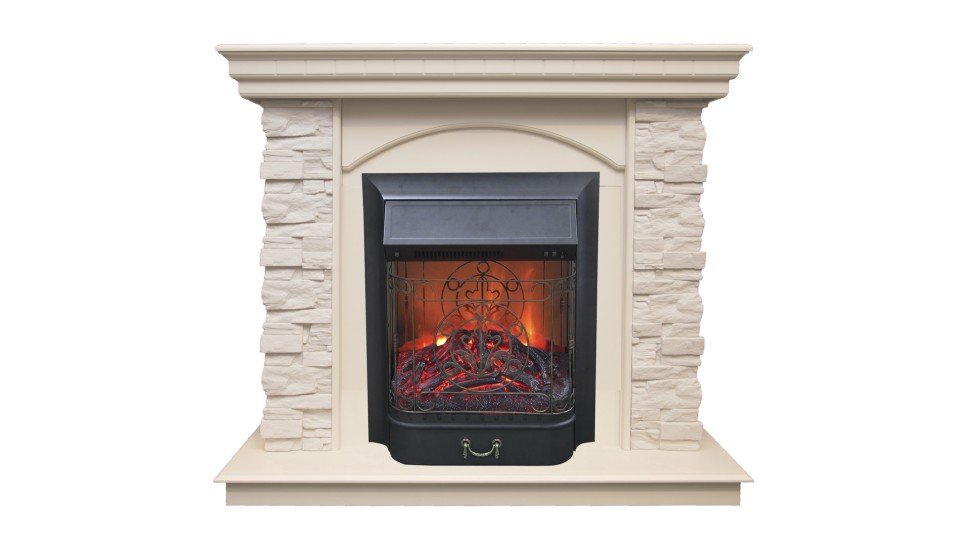 Камин Elford WT с очагом Majestic Lux BL S