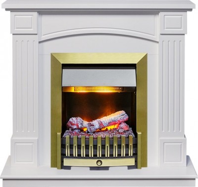 Каминокомплект Dimplex Boston - Белый (Высота 925см) с очагом Danville Antique Brass FB2