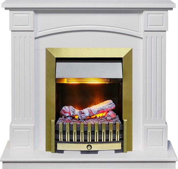 Каминокомплект Dimplex Boston - Белый (Высота 925см) с очагом Danville Antique Brass FB2