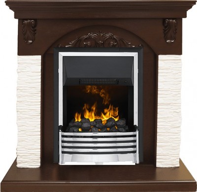 Каминокомплект Dimplex Bern Сланец мелкий белый / Темный дуб с очагом Flagstaff