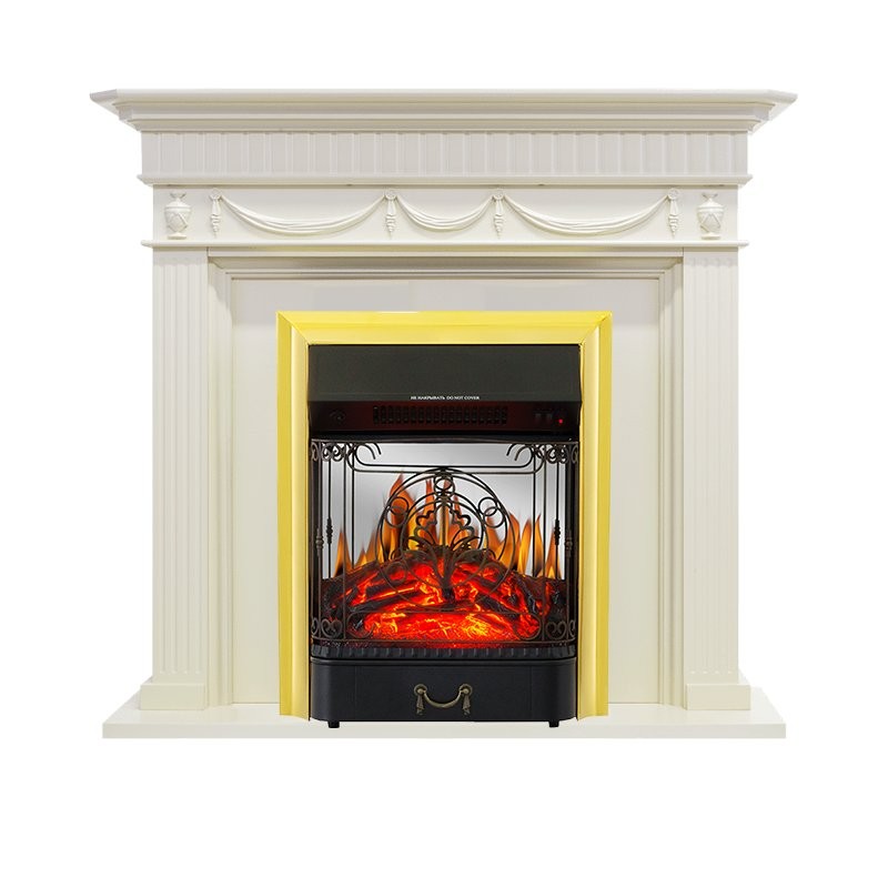 Каминокомплект Royal Flame Corfu - Слоновая кость с очагом Majestic FX M Brass