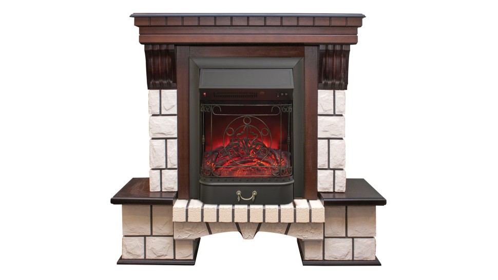 Камин Stone AO с очагом Majestic Lux BL S