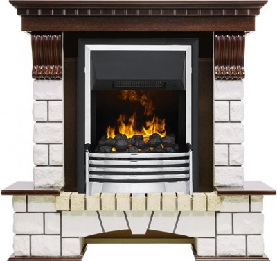 Каминокомплект Dimplex Pierre Luxe - Темный дуб / Белый с очагом Flagstaff