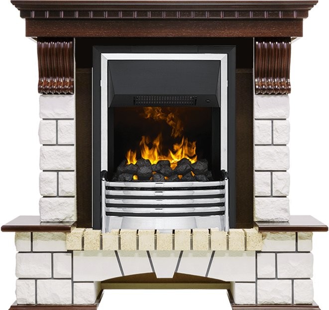 Каминокомплект Dimplex Pierre Luxe - Темный дуб / Белый с очагом Flagstaff