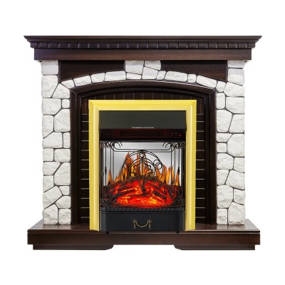 Каминокомплект Royal Flame Glasgow - Темный дуб / Белый с очагом Majestic FX M Brass