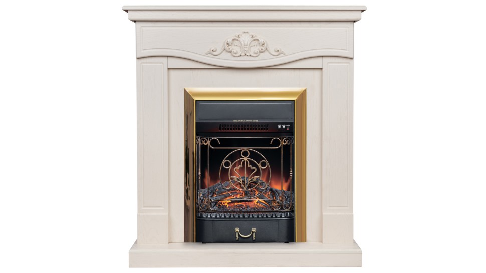 Камин JUNONA WT с очагом Majestic Lux Brass