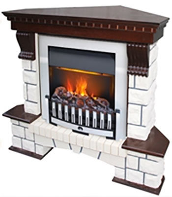 Портал угловой Dimplex Pierre Luxe под классический очаг камень белый/темный дуб