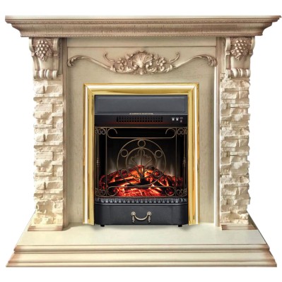Камин электрический RealFlame Patricia WT с очагом Majestic Lux Brass