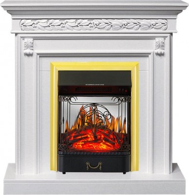 Каминокомплект Royal Flame Valletta - Белый (Ширина 1040 мм) с очагом Majestic FX M Brass