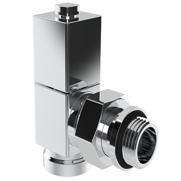 Вентиль ручной регулировки угловой, CUBE (хром), 1/2"