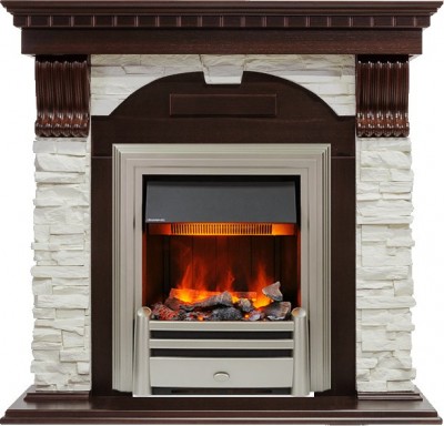 Каминокомплект Dimplex Dublin - Темный дуб / Сланец белый с очагом Chesford