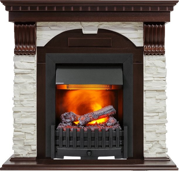 Каминокомплект Dimplex Dublin - Темный дуб / Сланец белый с очагом Danville Black FB2