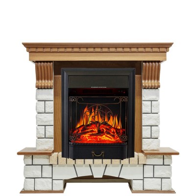 Каминокомплект Royal Flame Pierre Luxe - Дуб / Белый с очагом Majestic FX Black