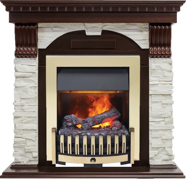 Каминокомплект Dimplex Dublin - Темный дуб / Сланец белый с очагом Danville Brass FB2