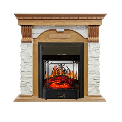 Каминокомплект Royal Flame Dublin - Дуб / Сланец белый с очагом Majestic FX M Black