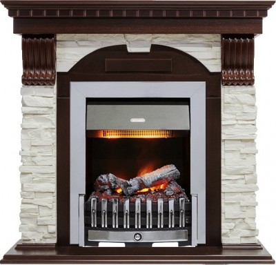 Каминокомплект Dimplex Dublin - Темный дуб / Сланец белый с очагом Danville Chrome FB2