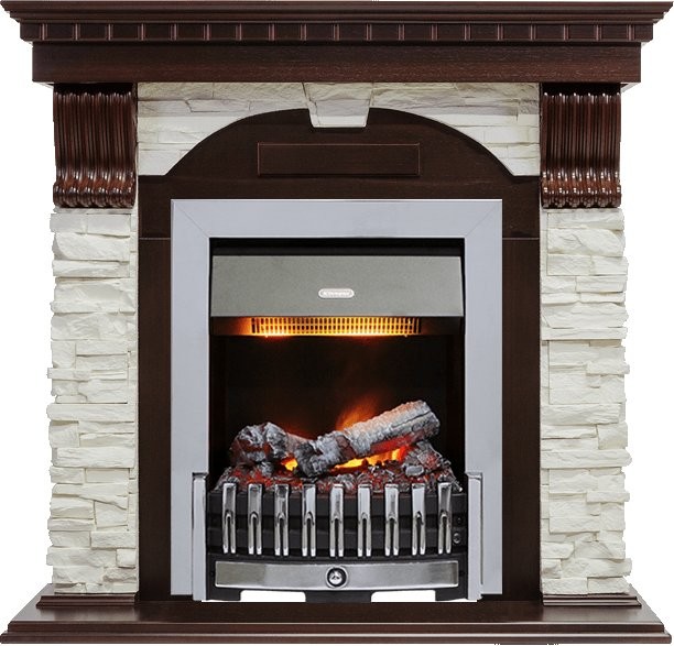 Каминокомплект Dimplex Dublin - Темный дуб / Сланец белый с очагом Danville Chrome FB2