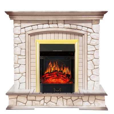 Каминокомплект Royal Flame Preston - Белый/Слоновая кость с патиной с очагом Majestic FX Brass